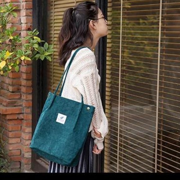 Womens Corduroy Shoulder Tote Bag _SOFT - Picture 2 of 6